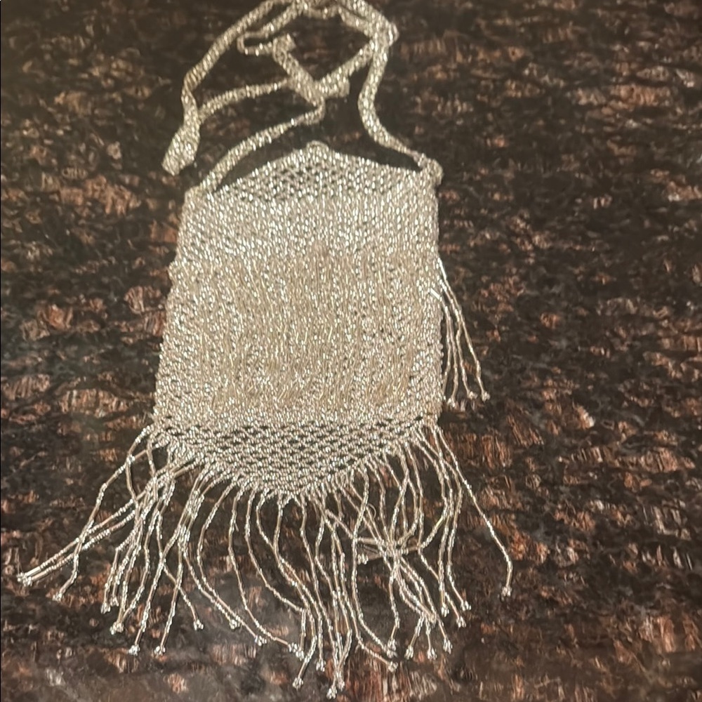 Silver Beaded Fringe Bag